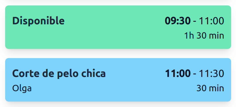 software para peluquerías hueco disponible para cita